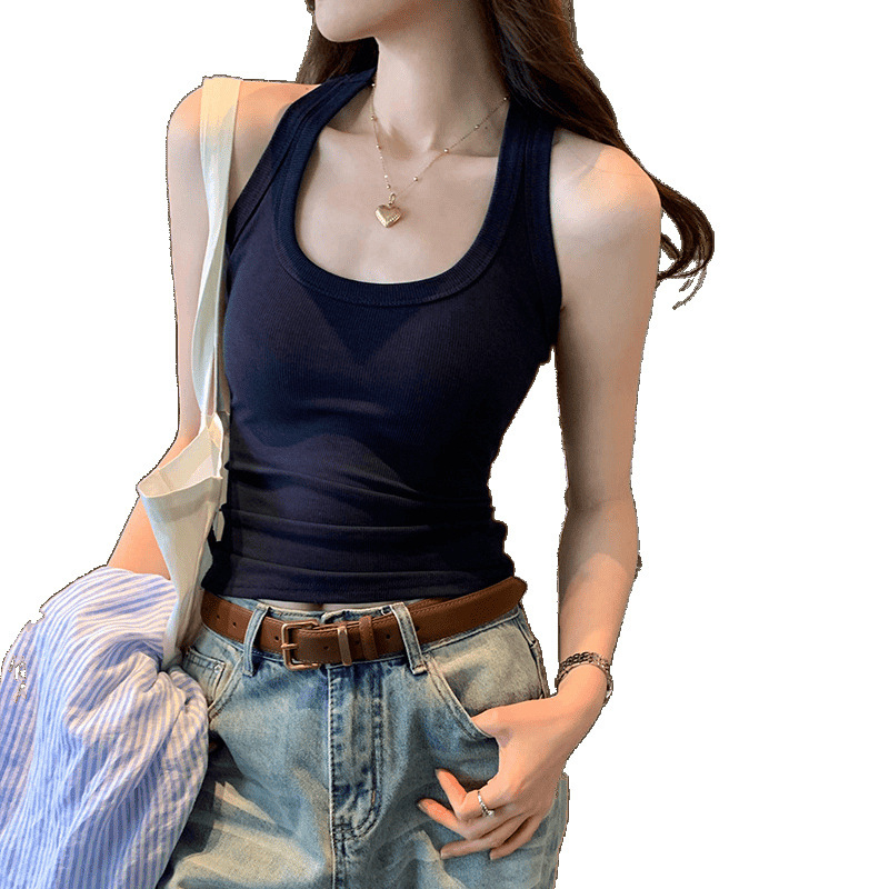 Női ujjatlan racerback felső - szűk szabás, egyszínű, akrilfonal, 2025 tavasz