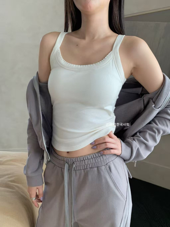 Korean Society Kamizole Veste – Tievs siluets, Vienkāršs raksts, Viskoze un kokvilnas maisījums, Vasarā 2025