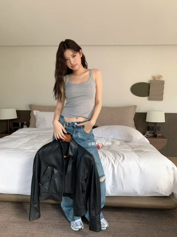 Korean Society Kamizole Veste – Tievs siluets, Vienkāršs raksts, Viskoze un kokvilnas maisījums, Vasarā 2025