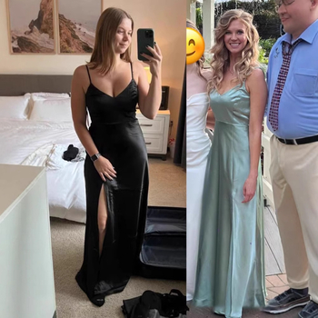 Платье за шаферки с презрамки тип спагети, драпирана дълга пола, талията – средна височина, без ръкави, полиестер, елегантен стил, пролет 2025.