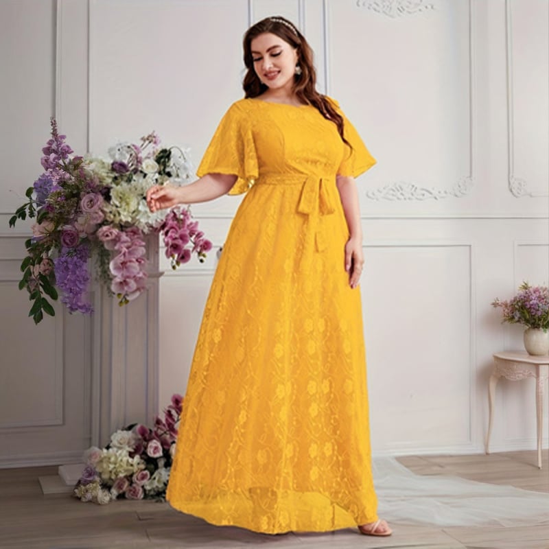 Kleita līgavai, Eiropas un Amerikas stilā, ziedlapiņu raksts šifonā, apļveida kakla izgriezums, garā svārka daļa, 3/4 garuma piedurknēm, elegants stils