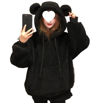Ženska hoodica velikog formata s kapuljom, fleece podstava, debela za jesen/zimu, korejski stil, širok kroj