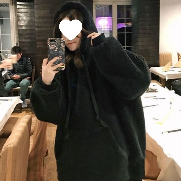 Ženska hoodica velikog formata s kapuljom, fleece podstava, debela za jesen/zimu, korejski stil, širok kroj