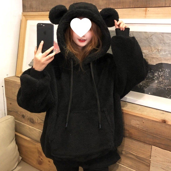 Ženska hoodica velikog formata s kapuljom, fleece podstava, debela za jesen/zimu, korejski stil, širok kroj