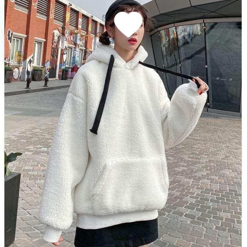 Ženska hoodica velikog formata s kapuljom, fleece podstava, debela za jesen/zimu, korejski stil, širok kroj
