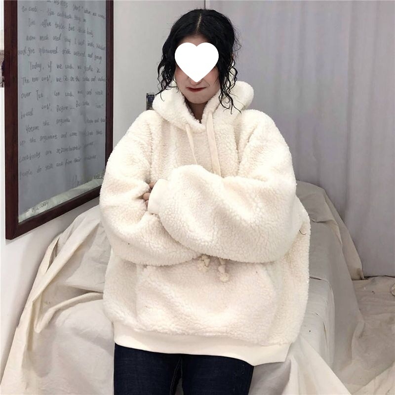 Ženska hoodica velikog formata s kapuljom, fleece podstava, debela za jesen/zimu, korejski stil, širok kroj
