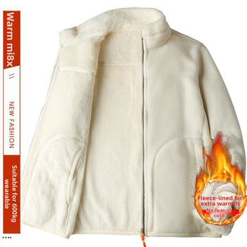 Unisex reversā fleece jaka ar svītrainu kokvilnas audumu un poliestera oderi, kapuce ar noņemamu detaļu