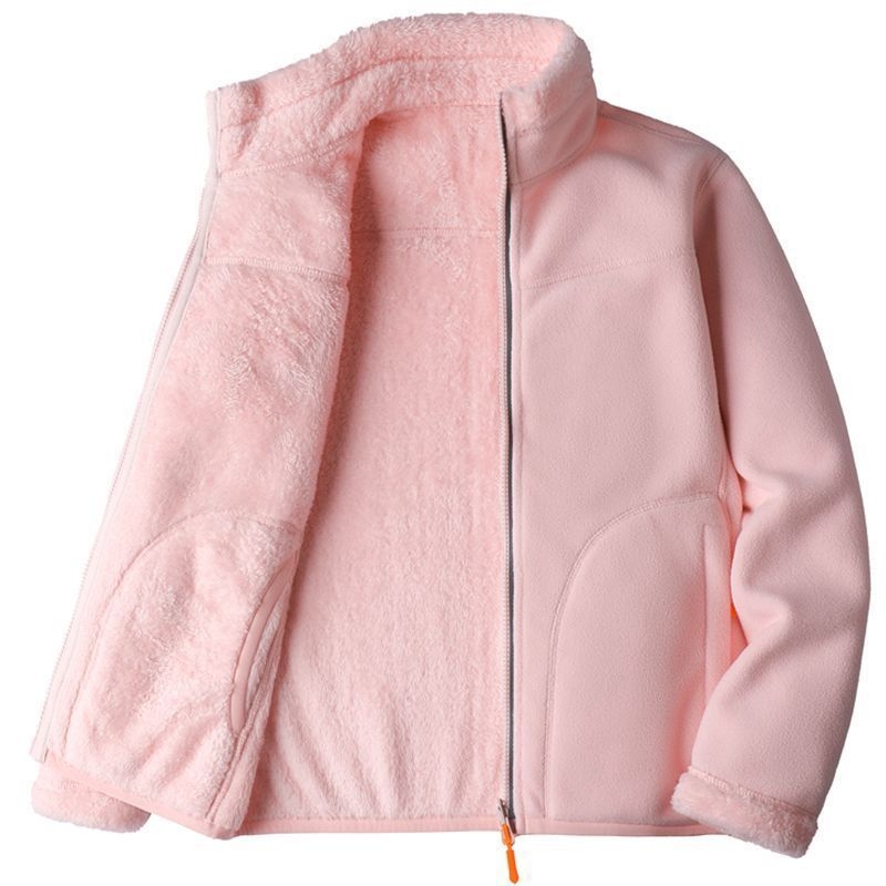 Unisex reversā fleece jaka ar svītrainu kokvilnas audumu un poliestera oderi, kapuce ar noņemamu detaļu