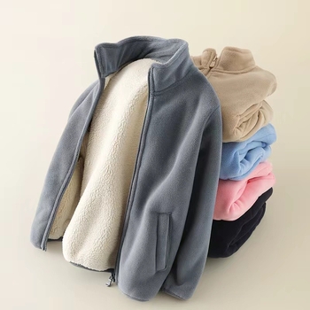 Bērnu ziemas flīsa jaka, unisex, bieza, ķīmisko šķiedru maisījums, iekšējā velūra odere