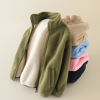 Bērnu ziemas flīsa jaka, unisex, bieza, ķīmisko šķiedru maisījums, iekšējā velūra odere