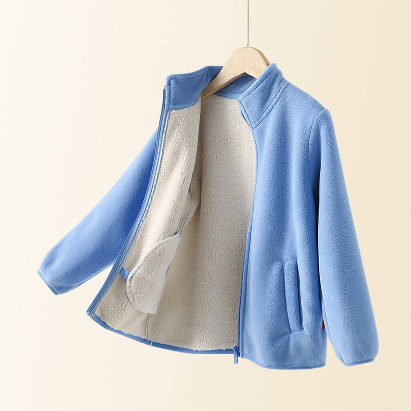 Bērnu ziemas flīsa jaka, unisex, bieza, ķīmisko šķiedru maisījums, iekšējā velūra odere