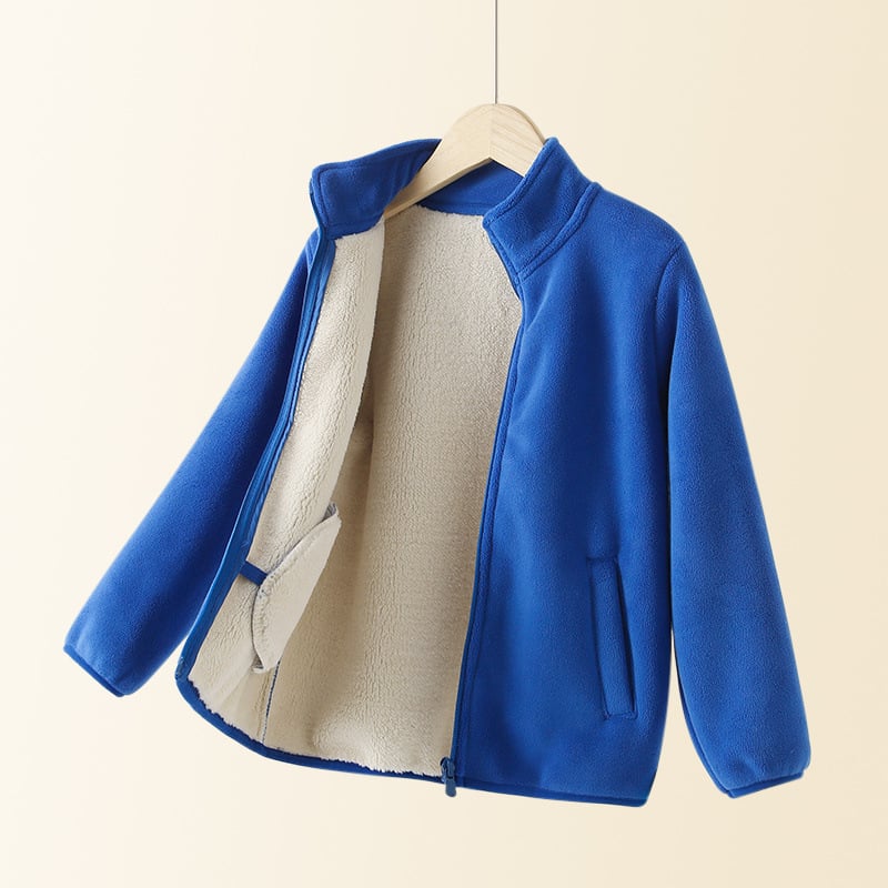 Bērnu ziemas flīsa jaka, unisex, bieza, ķīmisko šķiedru maisījums, iekšējā velūra odere