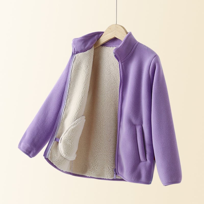 Bērnu ziemas flīsa jaka, unisex, bieza, ķīmisko šķiedru maisījums, iekšējā velūra odere