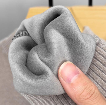 Pleten pulover chenille s fleece podstavom, polukrk vrat, poliester vlakno