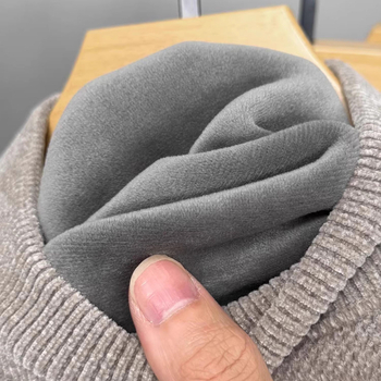 Pleten pulover chenille s fleece podstavom, polukrk vrat, poliester vlakno