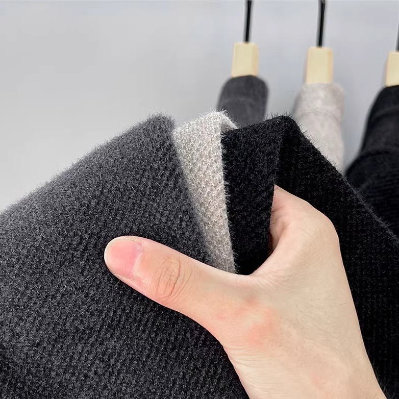 Pleten pulover chenille s fleece podstavom, polukrk vrat, poliester vlakno