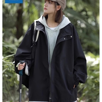 Γυναικείο τζάκετ με ψεύτικο διπλό σχέδιο, Χειμώνας 2025, Chenille-Σπάντεξ, Μονόχρωμο, Χαλαρή γραμμή, Με φερμουάρ, Γιακά πόλο