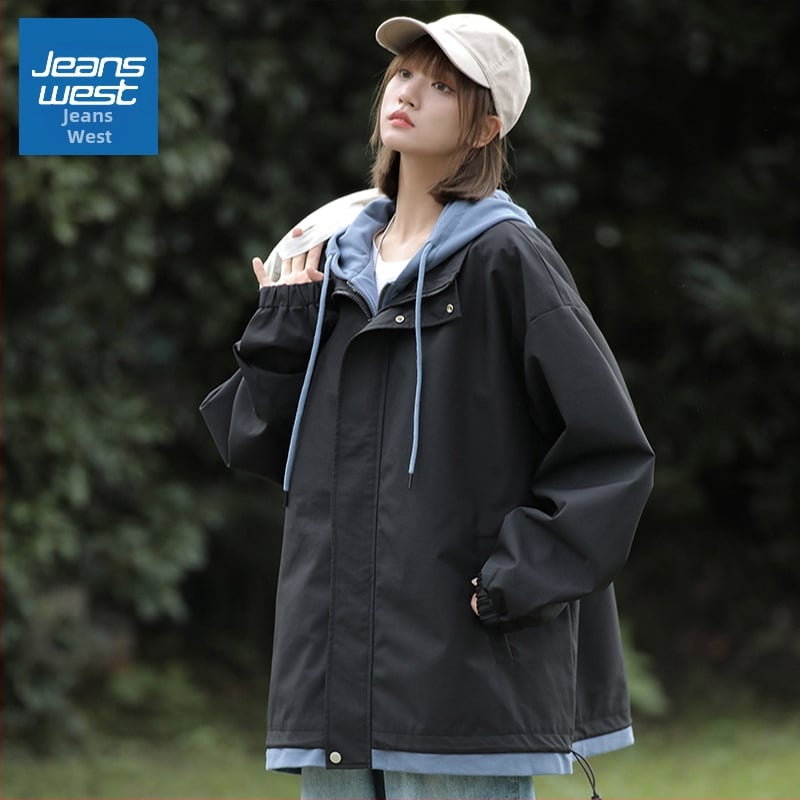 Γυναικείο τζάκετ με ψεύτικο διπλό σχέδιο, Χειμώνας 2025, Chenille-Σπάντεξ, Μονόχρωμο, Χαλαρή γραμμή, Με φερμουάρ, Γιακά πόλο