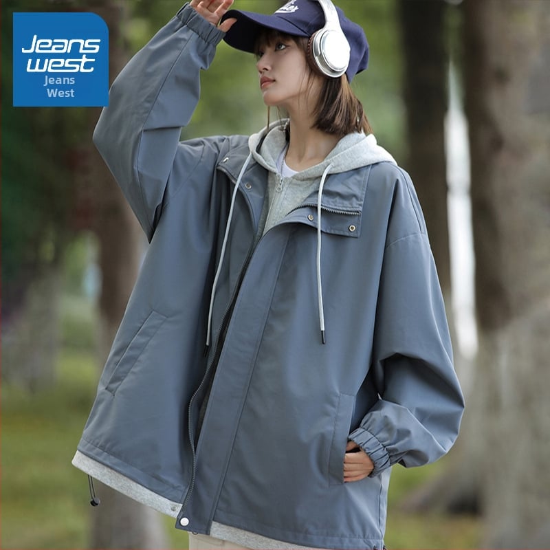 Γυναικείο τζάκετ με ψεύτικο διπλό σχέδιο, Χειμώνας 2025, Chenille-Σπάντεξ, Μονόχρωμο, Χαλαρή γραμμή, Με φερμουάρ, Γιακά πόλο