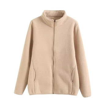 Sieviešu jaka ar stāvošu apkakli, polārfleece audums, kompozītmateriāla izstrāde, rāvējslēdzējs — rudens 2024