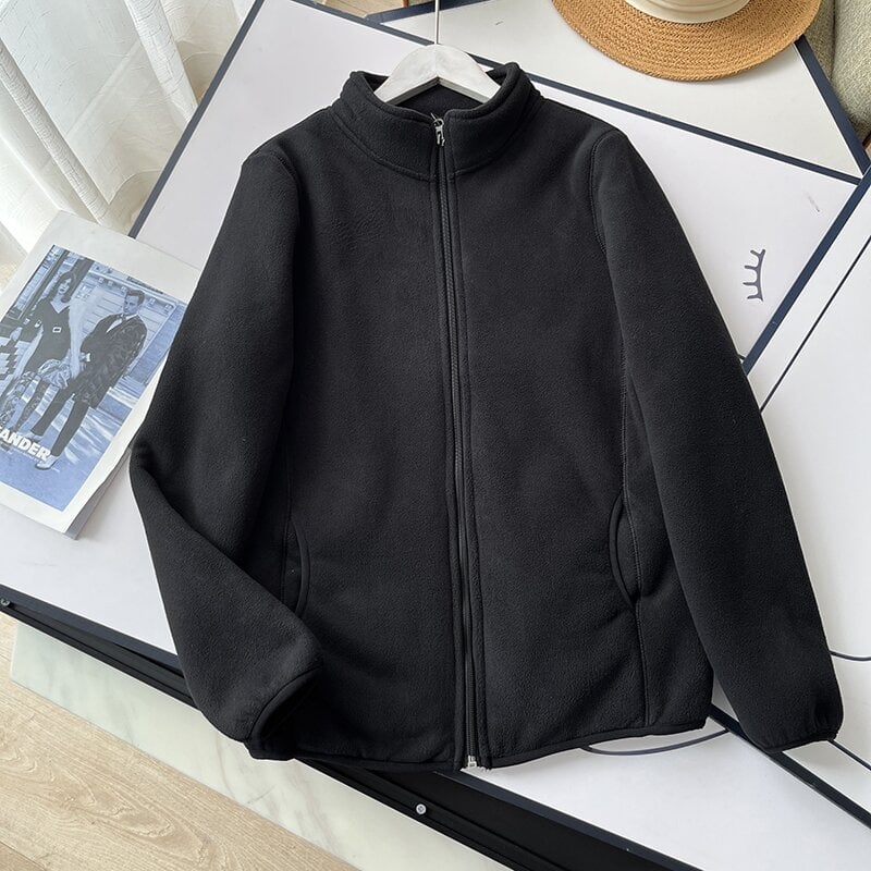 Sieviešu jaka ar stāvošu apkakli, polārfleece audums, kompozītmateriāla izstrāde, rāvējslēdzējs — rudens 2024