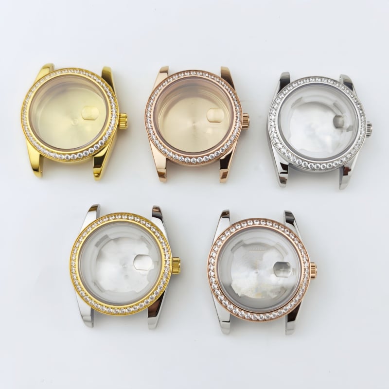 NH05 pulksteņa korpuss – dimantu bezel mehāniskam sieviešu pulkstenim (modifikācijas daļa) – Iepakojums: 1, Pavasaris 2025, Zīmols: Cits, Importēt: Nē