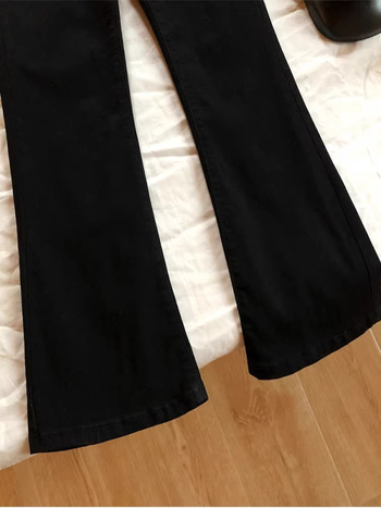 Ženske bootcut traperice – visoki struk, elastični denim, mješavina denima, srednja debljina