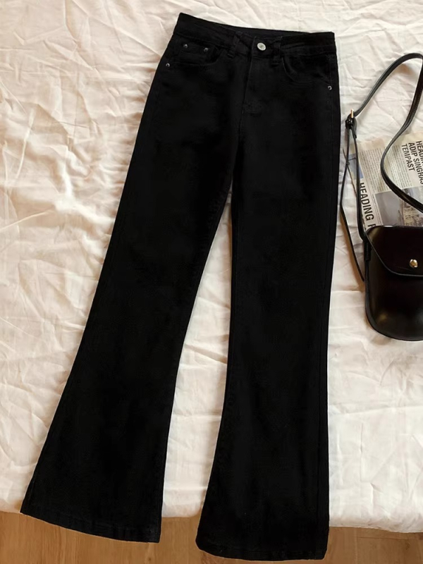 Ženske bootcut traperice – visoki struk, elastični denim, mješavina denima, srednja debljina