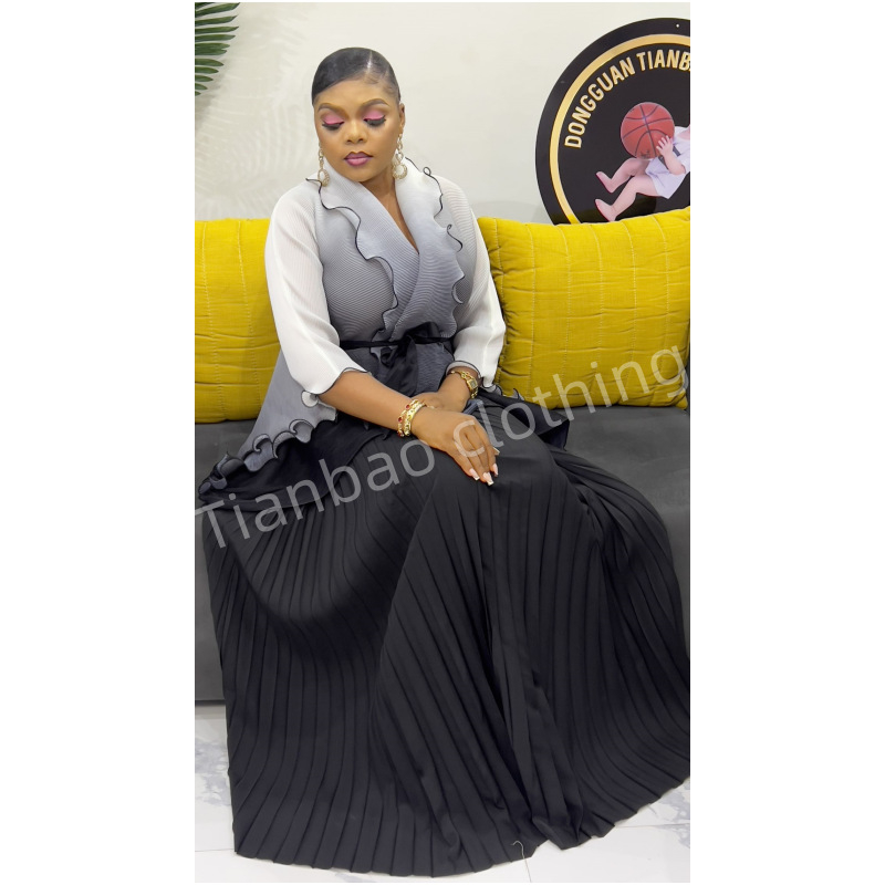 Kostim s suknjom s gradijentnim uzorkom, duga suknja, poliester tkanina, 80–90% poliester