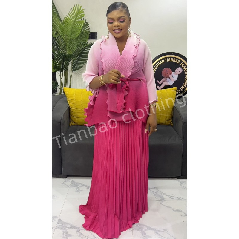 Kostim s suknjom s gradijentnim uzorkom, duga suknja, poliester tkanina, 80–90% poliester