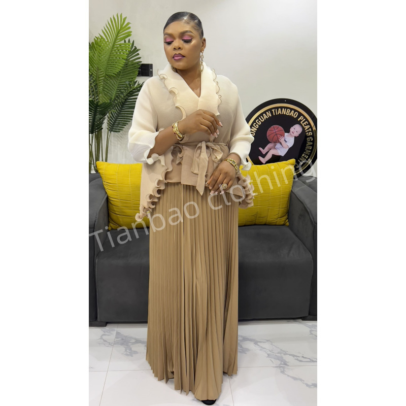 Kostim s suknjom s gradijentnim uzorkom, duga suknja, poliester tkanina, 80–90% poliester