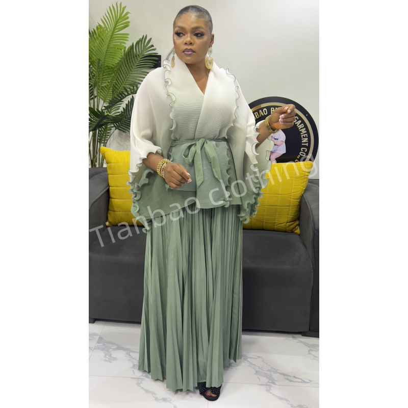 Kostim s suknjom s gradijentnim uzorkom, duga suknja, poliester tkanina, 80–90% poliester