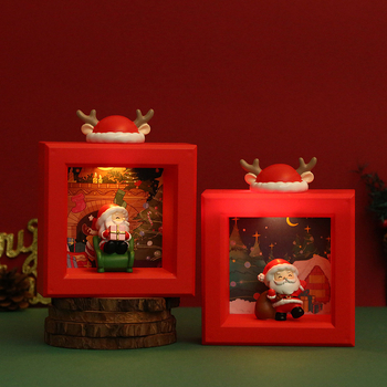 Kalėdų senelis mikro kraštovaizdžio naktinė lemputė – dervos kūrinys, animacinis stilius, Runting