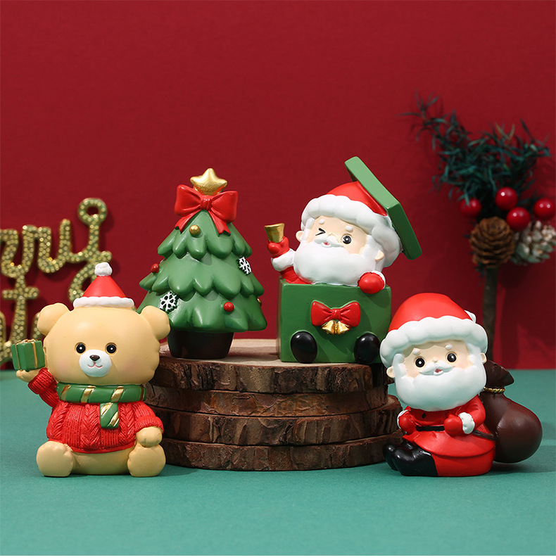 Kalėdų senelis mikro kraštovaizdžio naktinė lemputė – dervos kūrinys, animacinis stilius, Runting