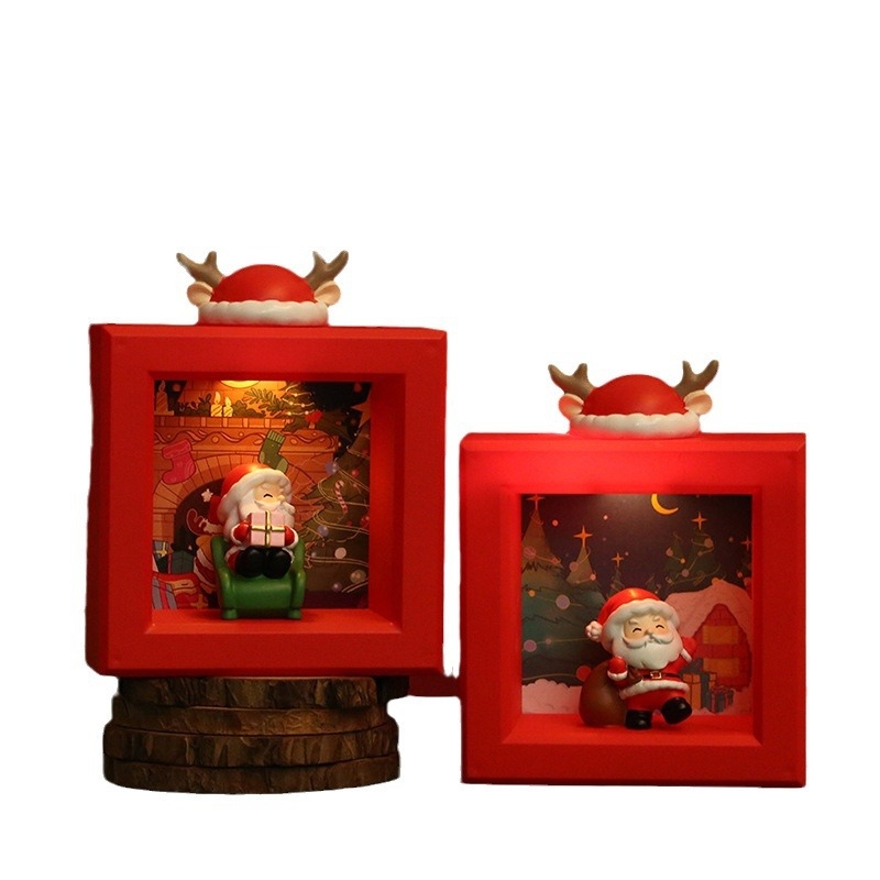 Kalėdų senelis mikro kraštovaizdžio naktinė lemputė – dervos kūrinys, animacinis stilius, Runting