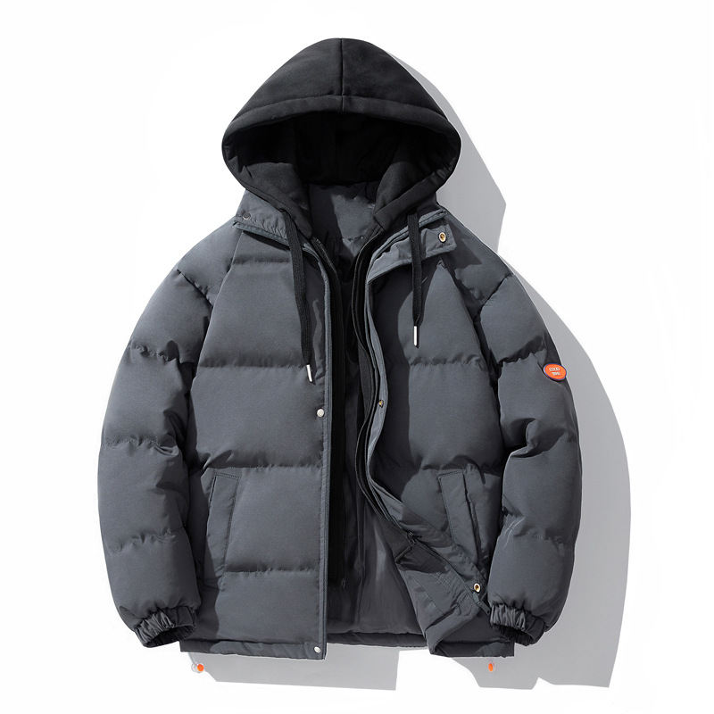 Uniszex pamut bélelt kapucnis kabát, derékig érő fazon, cipzáras zárás, külső poliészter anyag, bélés poliészter