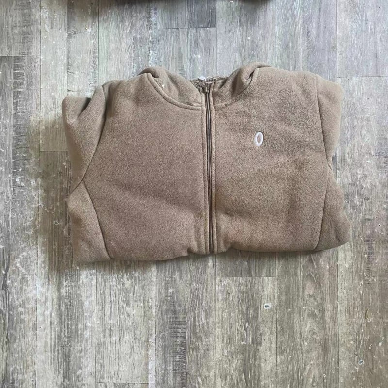 Παλτό με διπλής όψεως πολάρ φλίς και μαλλί προβάτου, κουκούλα, παχύ και ζεστό, κλείσιμο με φερμουάρ; ύφασμα πολυεστέρα