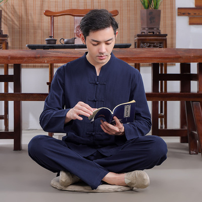Unisex Zen meditacijski set odjeće u Tang stilu, pamuk, 90–95% pamuka, naborana tekstura