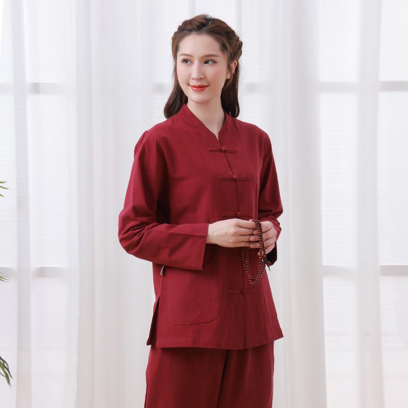 Unisex Zen meditacijski set odjeće u Tang stilu, pamuk, 90–95% pamuka, naborana tekstura