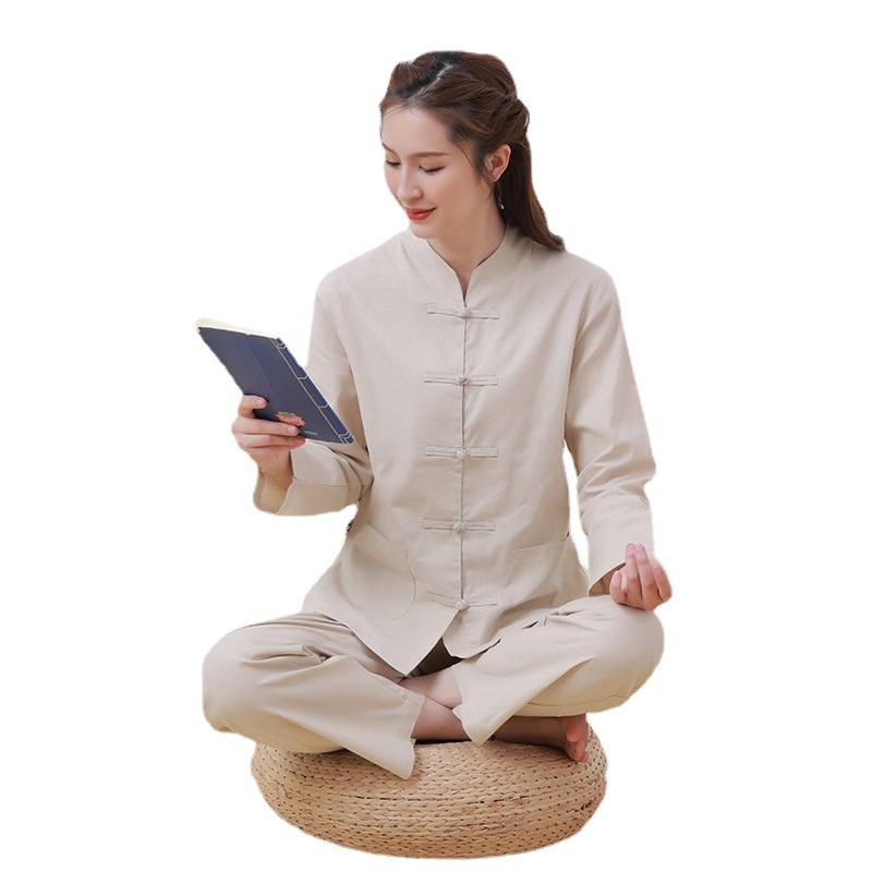Unisex Zen meditacijski set odjeće u Tang stilu, pamuk, 90–95% pamuka, naborana tekstura