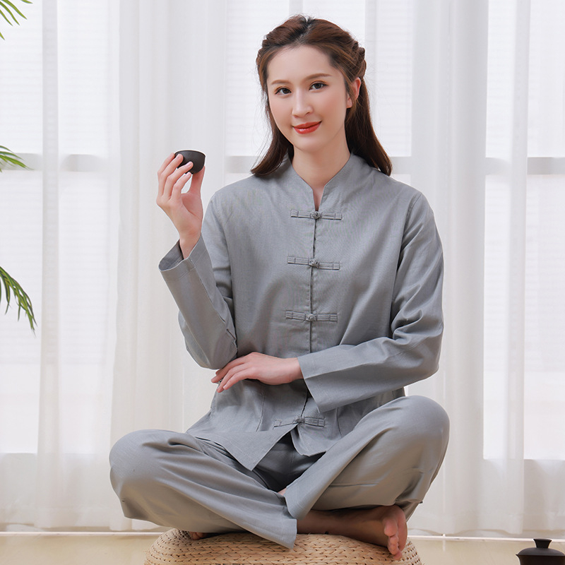 Unisex Zen meditacijski set odjeće u Tang stilu, pamuk, 90–95% pamuka, naborana tekstura