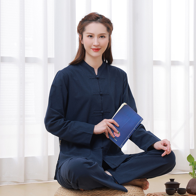 Unisex Zen meditacijski set odjeće u Tang stilu, pamuk, 90–95% pamuka, naborana tekstura