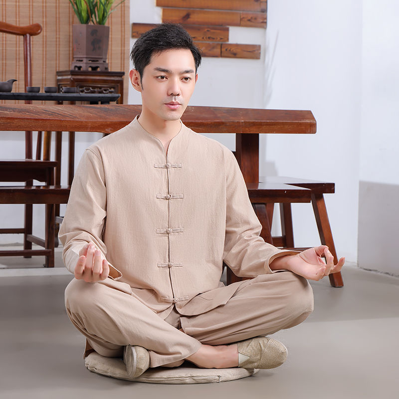 Unisex Zen meditacijski set odjeće u Tang stilu, pamuk, 90–95% pamuka, naborana tekstura