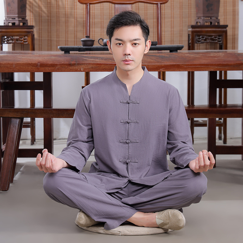 Unisex Zen meditacijski set odjeće u Tang stilu, pamuk, 90–95% pamuka, naborana tekstura