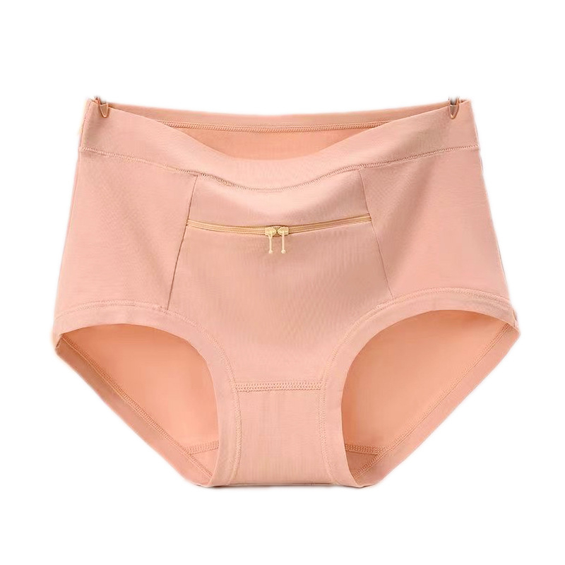 Sieviešu kokvilnas biksītes ar lielu kabatu un rāvējslēdzēju, augsta josta, adīta apakšveļa ar kokvilnas odere