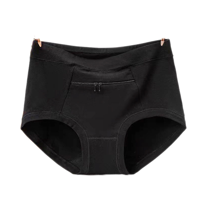 Sieviešu kokvilnas biksītes ar lielu kabatu un rāvējslēdzēju, augsta josta, adīta apakšveļa ar kokvilnas odere