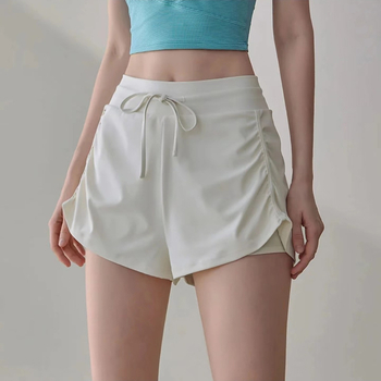 Sieviešu sporta šorti ar augstu jostu un šņori, 3/4 garums, necaurlaidīgi, 80% neilons + 20% spandeks