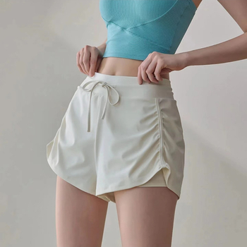 Sieviešu sporta šorti ar augstu jostu un šņori, 3/4 garums, necaurlaidīgi, 80% neilons + 20% spandeks