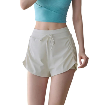 Sieviešu sporta šorti ar augstu jostu un šņori, 3/4 garums, necaurlaidīgi, 80% neilons + 20% spandeks