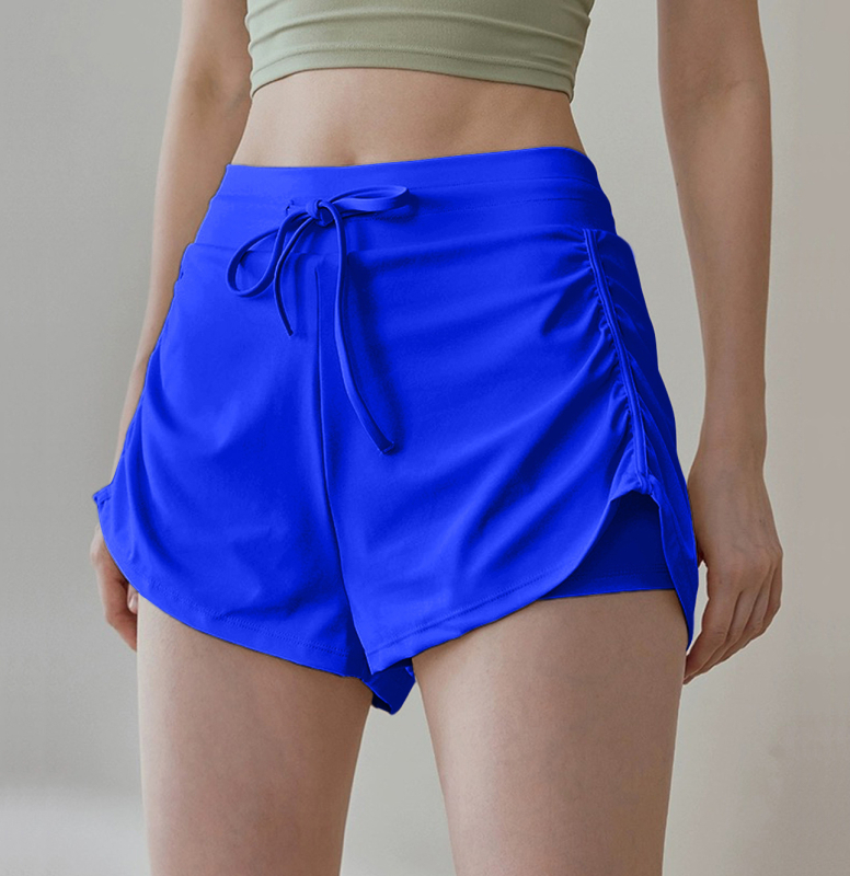 Sieviešu sporta šorti ar augstu jostu un šņori, 3/4 garums, necaurlaidīgi, 80% neilons + 20% spandeks